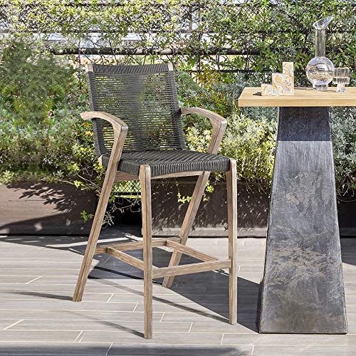 ARMEN LIVING LCBLBACH26 Brielle Outdoor Bar Stool, 26 inch Counter Height, Charcoal