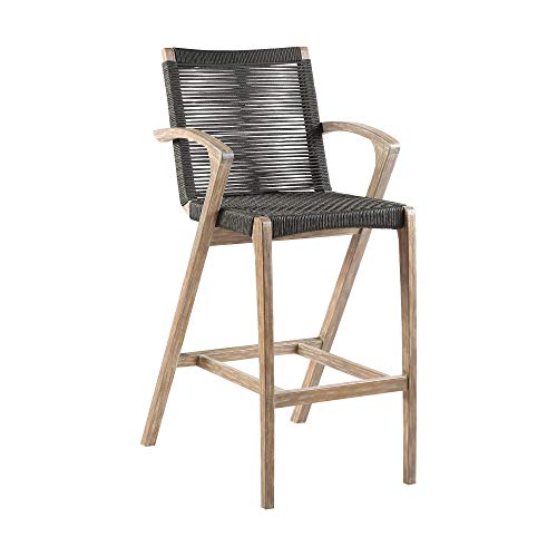 ARMEN LIVING LCBLBACH26 Brielle Outdoor Bar Stool, 26 inch Counter Height, Charcoal