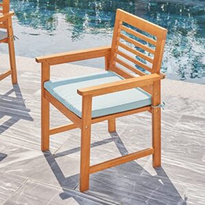 VIFAH V1952 Waimea Honey Slatted Patio Eucalyptus Wood Dining Armchair with Cushion