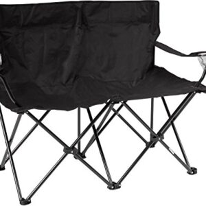 Trademark Innovations, Black Loveseat Style Double Camp Chair with Steel Frame