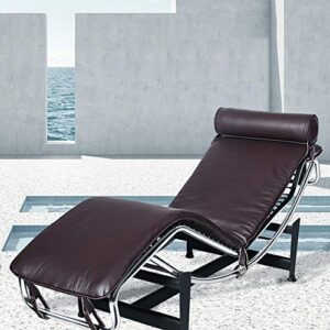hotyard lc-4 chaise lounge, genuine leather recliner (dark brown)