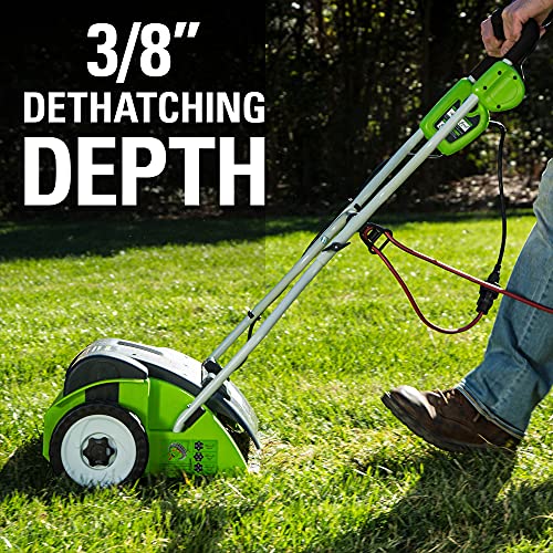 Greenworks 10 Amp 14” Corded Electric Dethatcher (Stainless Steel Tines)