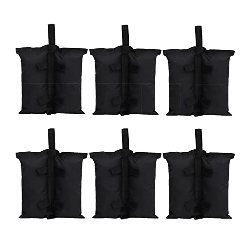 Heavy Duty 600D Gazebo Canopy Weights Bag, Tent Weights Bag for Legs, Sandbags for Pop Up Tent Gazebo Canopy Outdoor Sun Shelter Umbrella Pool Ladder (Black-6 Pack)