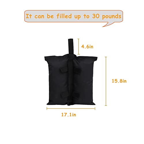 Heavy Duty 600D Gazebo Canopy Weights Bag, Tent Weights Bag for Legs, Sandbags for Pop Up Tent Gazebo Canopy Outdoor Sun Shelter Umbrella Pool Ladder (Black-6 Pack)