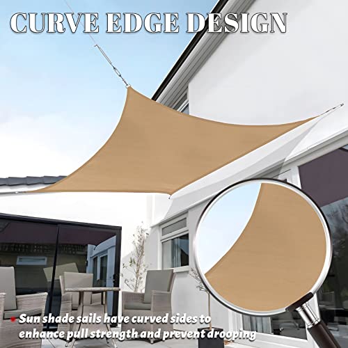 SUNLAX Sun Shade Sail, 8'x10' Sand Rectangle Canopy Shades for Outdoor Patio Pergola Cover Sunshade Sails UV Blocking Canovas Covers