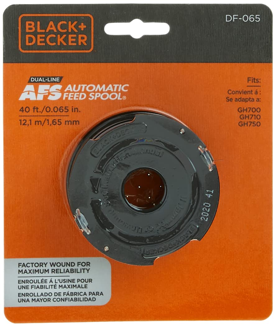 BLACK+DECKER Trimmer Line Replacement Spool, Dual Line, AFS, .065-Inch (DF-065)