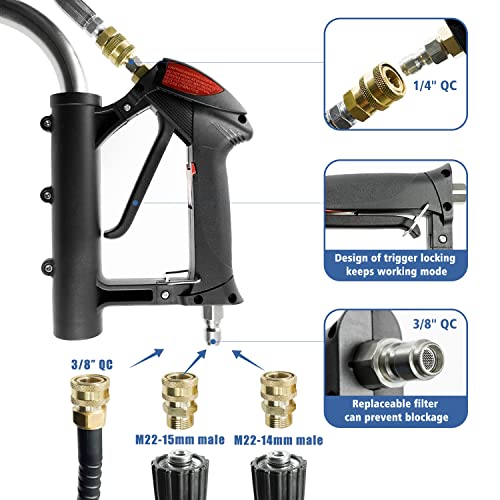 janz 24" Pressure Washer Surface Cleaner with 4 Wheels,Dual Handle,Stainless Steel Housing, 2 Hose Adapters and 4 Replacement Nozzles, Ideal for Cleaning Driveways, Sidewalks,Patios,Decks