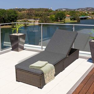 kinsunny outdoor pe wicker lounge chair patio reclining chair furniture set beach pool adjustable backrest recliners with dark grey cushions