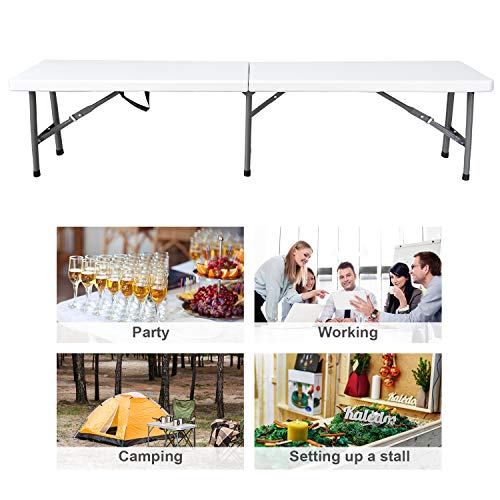 Todeco 6FT Folding Bench White 2Pcs, Portable Garden Picnic Party Camping Dining Bench Seat with Carrying Handle,Use Indoor/Outdoor, Max Load 660 Lbs