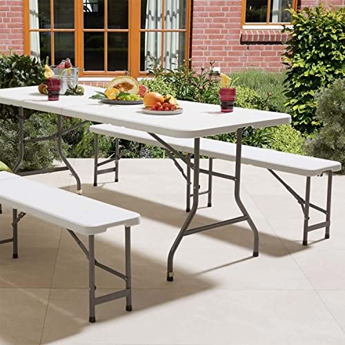 Todeco 6FT Folding Bench White 2Pcs, Portable Garden Picnic Party Camping Dining Bench Seat with Carrying Handle,Use Indoor/Outdoor, Max Load 660 Lbs