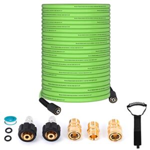 pressure washer hose 100ft 1/4”, 4000 psi kink resistant high pressure hose m22 14mm thread, flexible extension replacement hose with 3/8 quick connect adapters for power washing