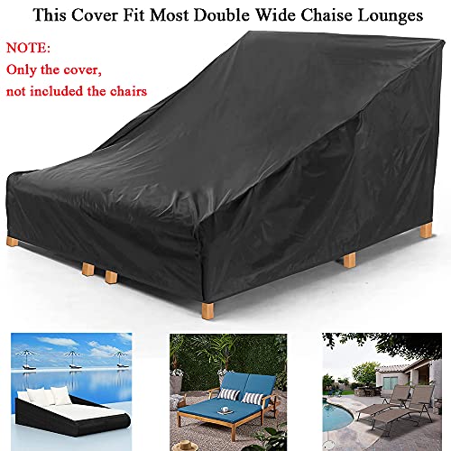 UCARE Double Wide Patio Chaise Lounge Chair Cover Waterproof 82in Outdoor Patio 2 Person Rattan Daybed Sofa Recliner Chaise Longue Protector Dust Furniture Covers