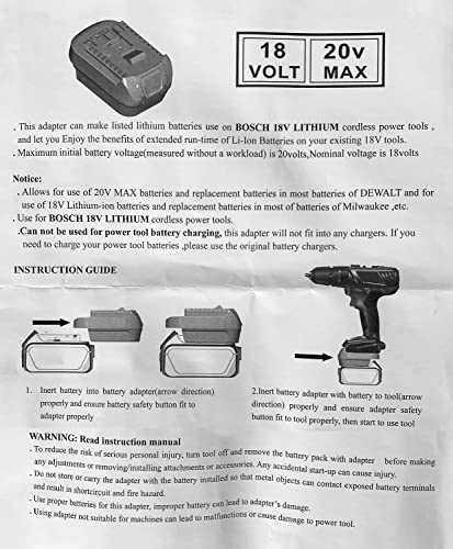 Battery Adapter for Bosch 18V Lithium-Ion Cordless Tool, Compatible with Dewalt 18V 20V Max/Milwakee M18 18V Li-ion Battery Convert to Bosch 18V Compact Lithium Battery BAT608 BAT609 BAT612 BAT618