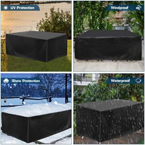 JESTOP Patio Furniture Covers, 96 Inch Rectangular Outdoor Table Cover Waterproof, Heavy Duty 600D Oxford Fabric Patio Table and Chair Cover Anti-UV with 4 Windproof Buckles, 96" L x 64" W x 40" H