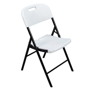VINGLI 4 Pack White Folding Chairs, Portable HDPE Plastic Seat with Steel Frame for Indoor Outdoor Dinning Party Wedding School Use