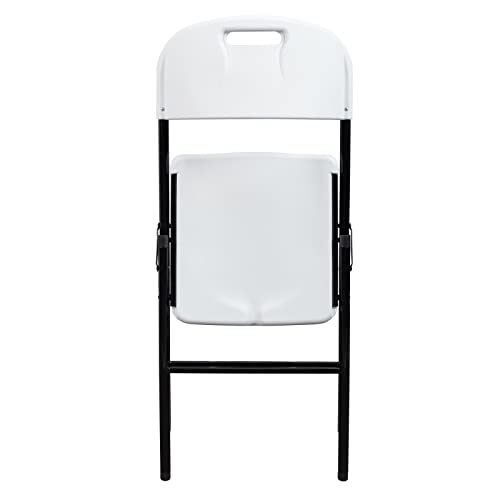 VINGLI 4 Pack White Folding Chairs, Portable HDPE Plastic Seat with Steel Frame for Indoor Outdoor Dinning Party Wedding School Use