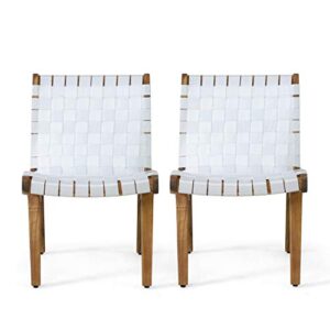 christopher knight home charlotter outdoor lounge chair, white + teak