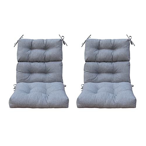 BOSSIMA Outdoor Patio High Back Lawn Chair Cushions Tufted Square Corner, Set of 2,Charcoal Grey