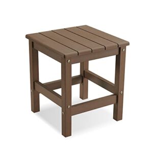 efurden side table, polystyrene end table for adirondack chair, outdoor side table weather resistant, patio end table with low maintenance (brown)