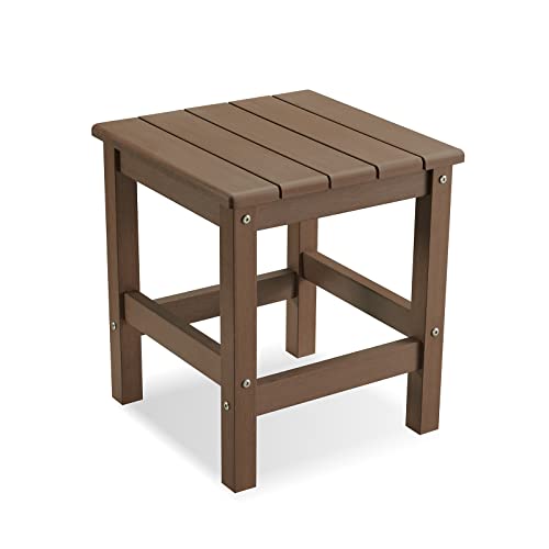 EFURDEN Side Table, Polystyrene End Table for Adirondack Chair, Outdoor Side Table Weather Resistant, Patio End Table with Low Maintenance (Brown)