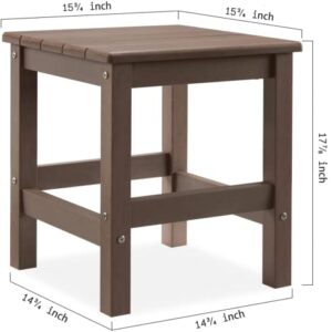 EFURDEN Side Table, Polystyrene End Table for Adirondack Chair, Outdoor Side Table Weather Resistant, Patio End Table with Low Maintenance (Brown)