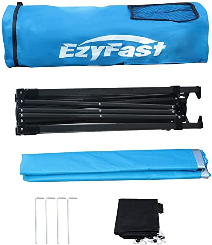 EzyFast Ultra Compact Backpack Canopy, Pop Up Shelter, Portable Sports Cabana, 7.5 x 7.5 ft Base / 6 x 6 ft top for Hiking, Camping, Fishing, Picnic, Family Outings