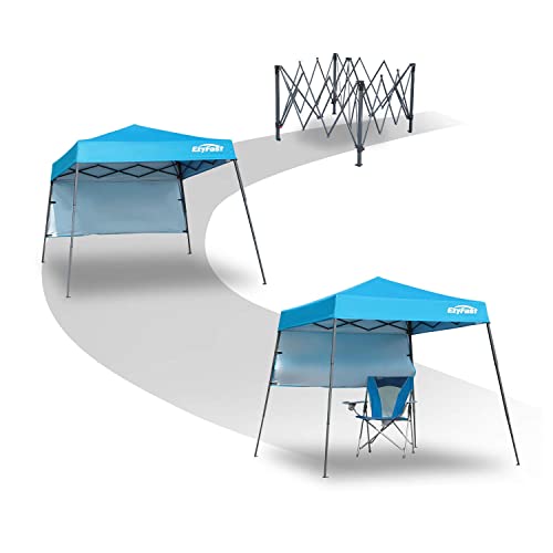 EzyFast Ultra Compact Backpack Canopy, Pop Up Shelter, Portable Sports Cabana, 7.5 x 7.5 ft Base / 6 x 6 ft top for Hiking, Camping, Fishing, Picnic, Family Outings