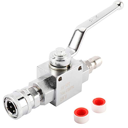 Toolly High Pressure Washer Ball Valve Kit, 3/8 Inch Quick Connect for Power Washer Hose, 4500 PSI