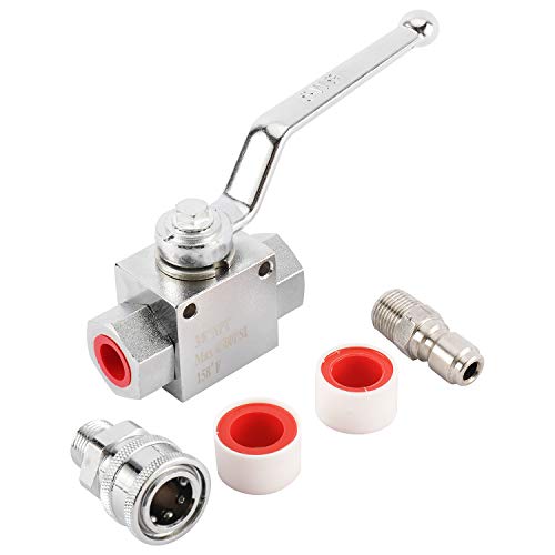 Toolly High Pressure Washer Ball Valve Kit, 3/8 Inch Quick Connect for Power Washer Hose, 4500 PSI