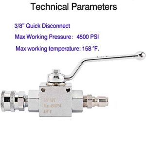 Toolly High Pressure Washer Ball Valve Kit, 3/8 Inch Quick Connect for Power Washer Hose, 4500 PSI