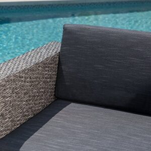 Venice Outdoor Dark Brown Wicker Swivel Club Chair with Beige Water Resistant Cushions (Single, Mix Black/Dark Grey)