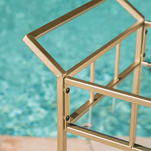 Christopher Knight Home Alice Indoor/Outdoor Industrial Modern Iron and Glass Bar Cart, Gold