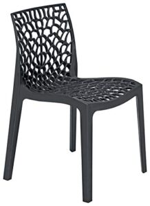 upon gruvyer indoor outdoor dining chairs, from italy, stackable, strong anthracite dark grey (2 chairs)