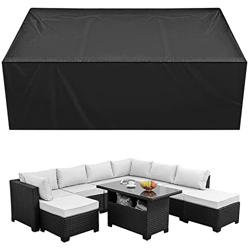 iCOVER Patio Furniture Cover, 113"x76" Rectangular/Oval Patio Table Cover, Easy On/Off, Waterproof Dustproof Cover for Outdoor Dining Table Set, Sectional Sofa Set