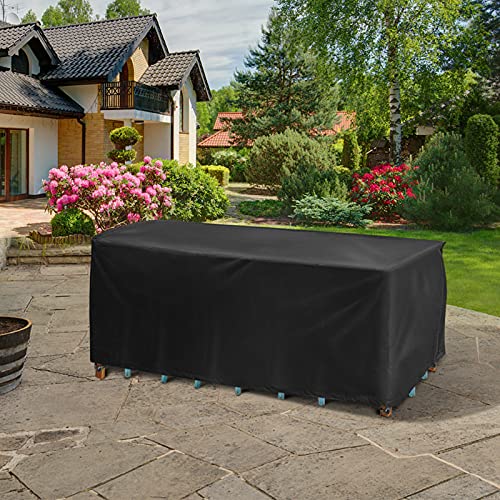 iCOVER Patio Furniture Cover, 113"x76" Rectangular/Oval Patio Table Cover, Easy On/Off, Waterproof Dustproof Cover for Outdoor Dining Table Set, Sectional Sofa Set