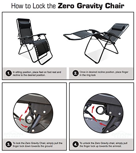 Caravan Sports Infinity Oversized Zero Gravity Chair, Black