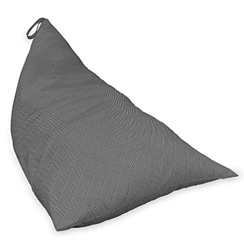 Lunarable Simple Geometric Lounger Chair Bag, Diagonal Pattern with Modern Illusion Striped Triangular Squares, High Capacity Storage with Handle Container, Lounger Size, Charcoal Grey White