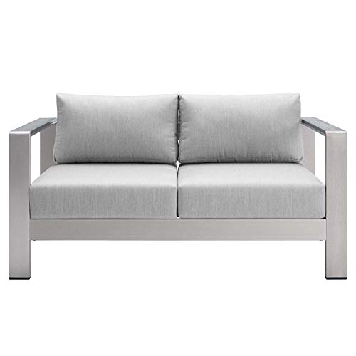 Modway EEI-4226-SLV-GRY Shore EEI-4226-SLV-GRYShore Sunbrella Patio Loveseat in Silver Gray