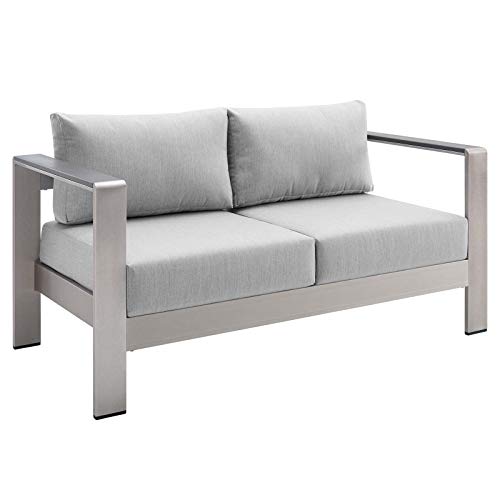 Modway EEI-4226-SLV-GRY Shore EEI-4226-SLV-GRYShore Sunbrella Patio Loveseat in Silver Gray