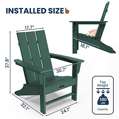 SERWALL Adirondack Chair Oversized Outdoor Fire Pits Chair Weather Resistant-Green