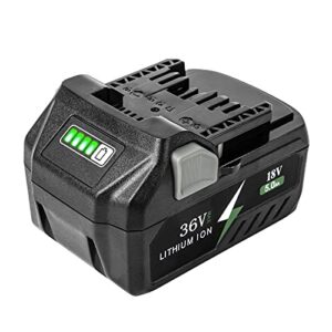 wodeuibr 36v/18v 5.0ah replacement for metabo hpt battery,li-ion battery multivolt 371751m 372121m bsl36a18 bsl36b18 cordless power tools,5000mah large capacity battery