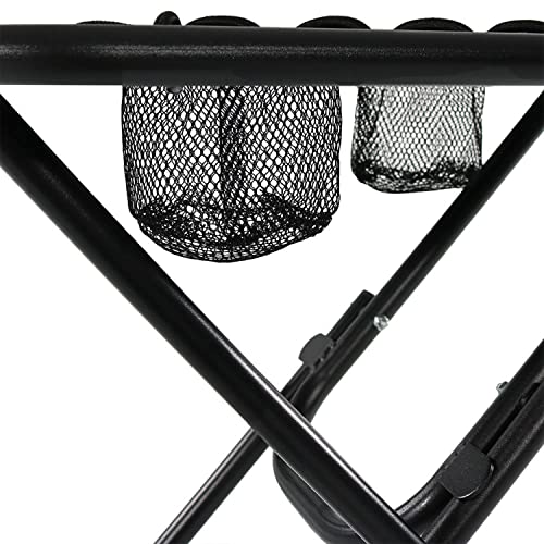 Sunnydaze Folding Sling Side Table with Mesh Drink Holders - Outdoor Patio or Portable Camping Accessory - Forest Green