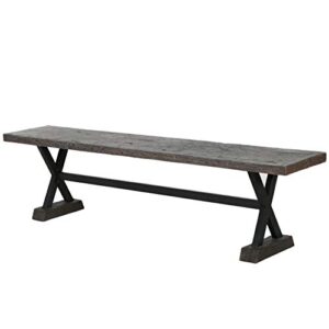 christopher knight home chalmette outdoor concrete and steel dining bench, brown