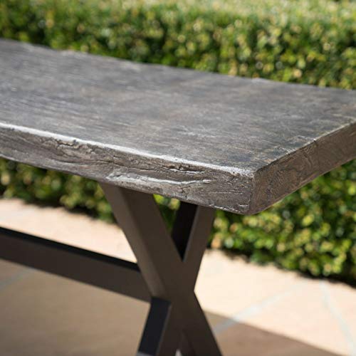 Christopher Knight Home Chalmette Outdoor Concrete and Steel Dining Bench, Brown