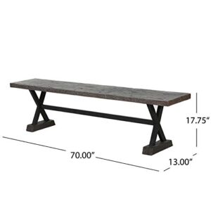 Christopher Knight Home Chalmette Outdoor Concrete and Steel Dining Bench, Brown