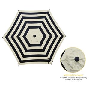 Abba Patio 9' Patio Umbrella Market Umbrella Outdoor Table Umbrella with Push Button Tilt & Crank for Patio, Black and Cream Stripe