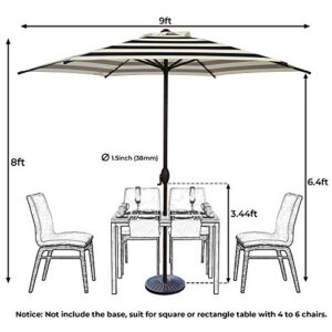 Abba Patio 9' Patio Umbrella Market Umbrella Outdoor Table Umbrella with Push Button Tilt & Crank for Patio, Black and Cream Stripe