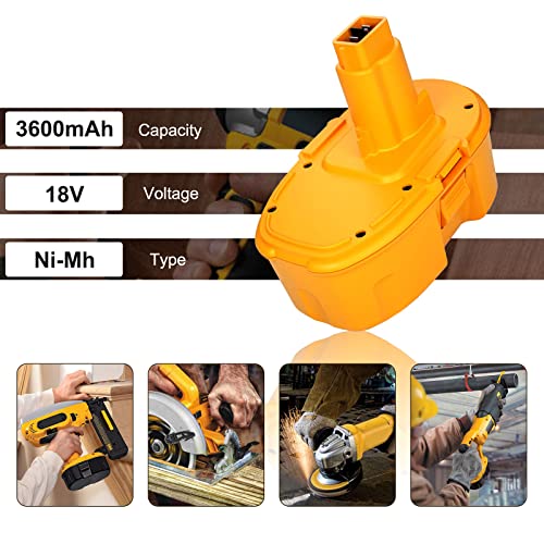 18V 3600mAh Replacement Battery Compatible with Dewalt 18V Battery Compatible with DC9096 DC9098 DC9099 DW9095 DW9096 DW9098 DE9038 Cordless Power Tools 1 Pack