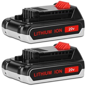 kunlun 2-pack replace battery for black and decker 20v lithium battery 3000mah, replacement for black & decker 20 volt max lb20 lbx20 lbxr20 lb2x4020 lbxr2020 lst220 battery