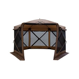 gazelle tents™, g6 deluxe 6-sided portable gazebo, easy pop-up hub screen tent, waterproof, uv resistant, attached wind panels, 8-person & table, badlands brown, 86″ x 124″ x 124″, gg610br